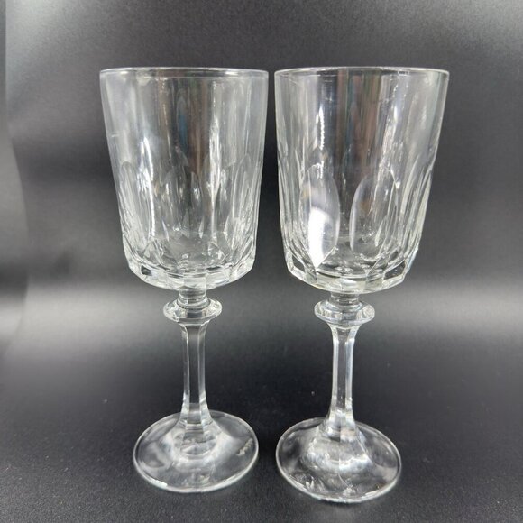 Tiffin Franciscan Atwater Stem Goblet Clear Glasses Manganese 365nm Green UV Set - Picture 12 of 15